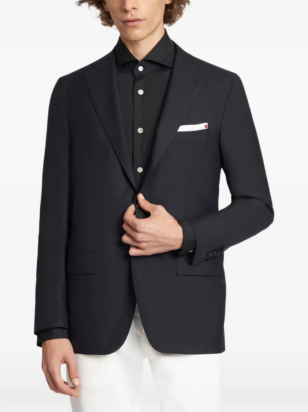 Kiton Blue Diamond blazer met enkele rij knopen Zwart