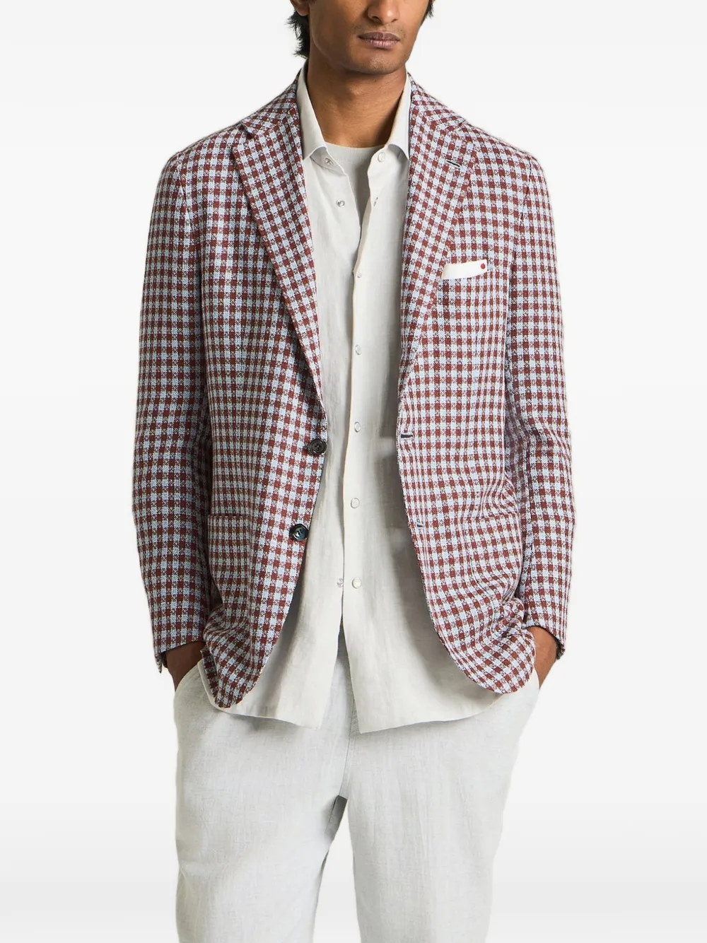 Kiton Blazer met enkele rij knopen Blauw