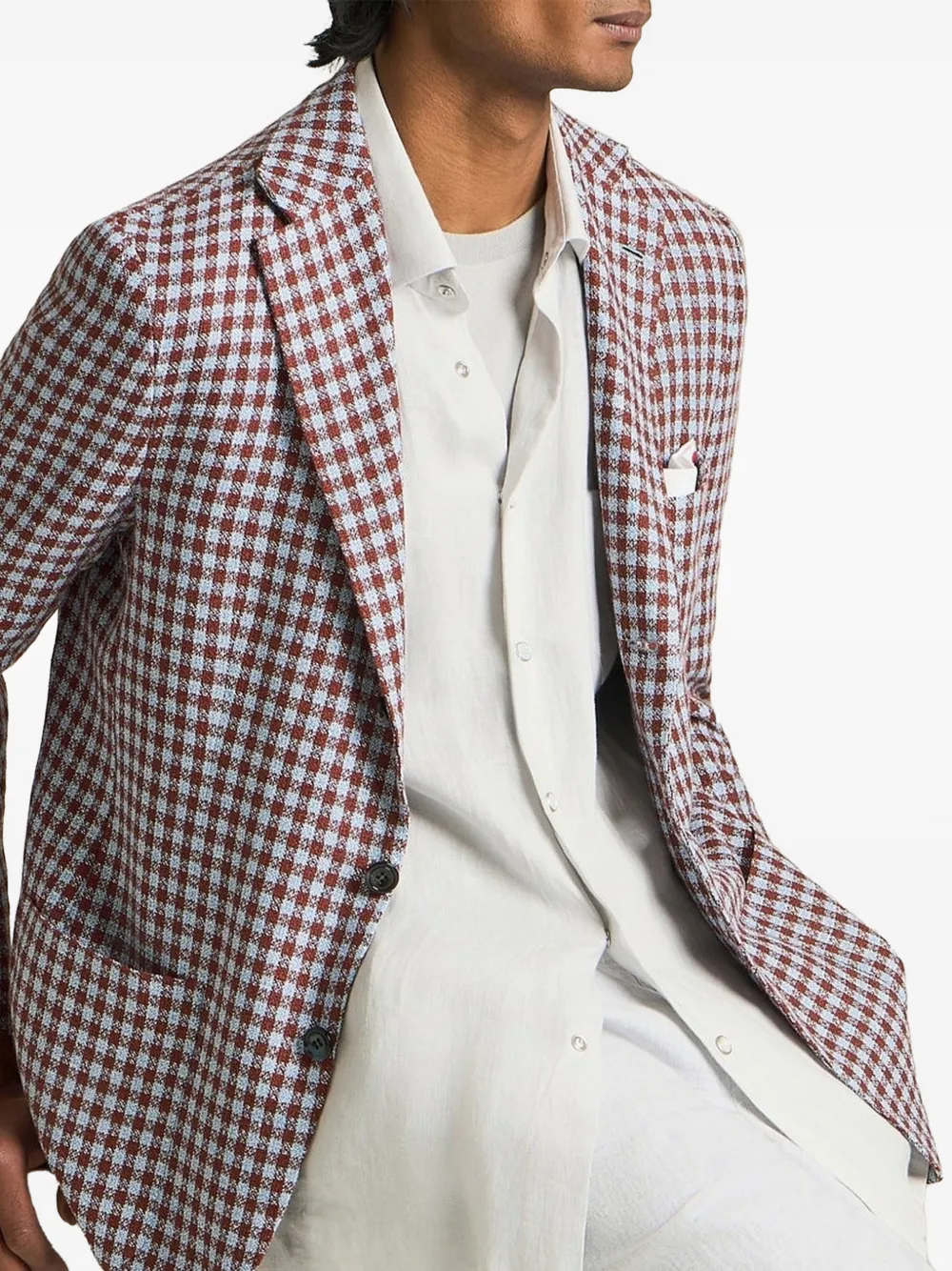 Kiton Blazer met enkele rij knopen Blauw