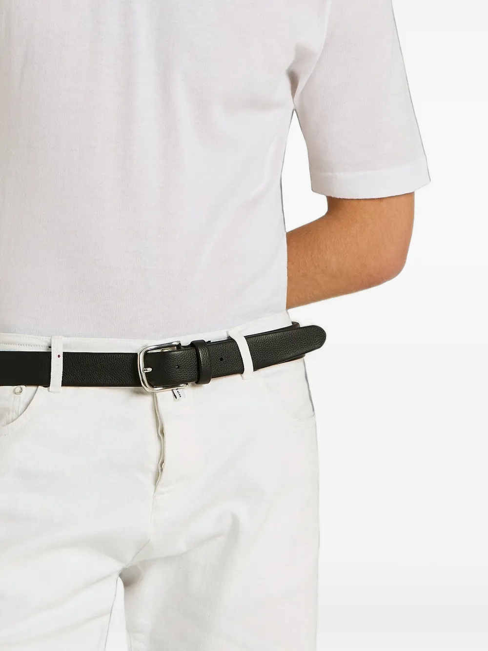 Kiton Leren riem Zwart