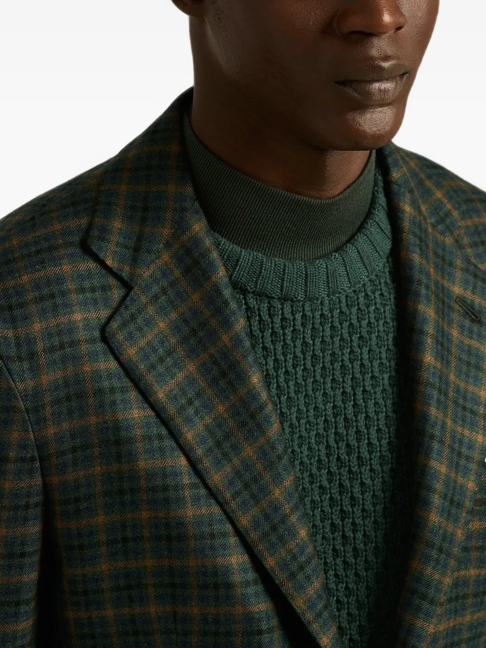 Kiton Geruite kasjmier blazer Groen