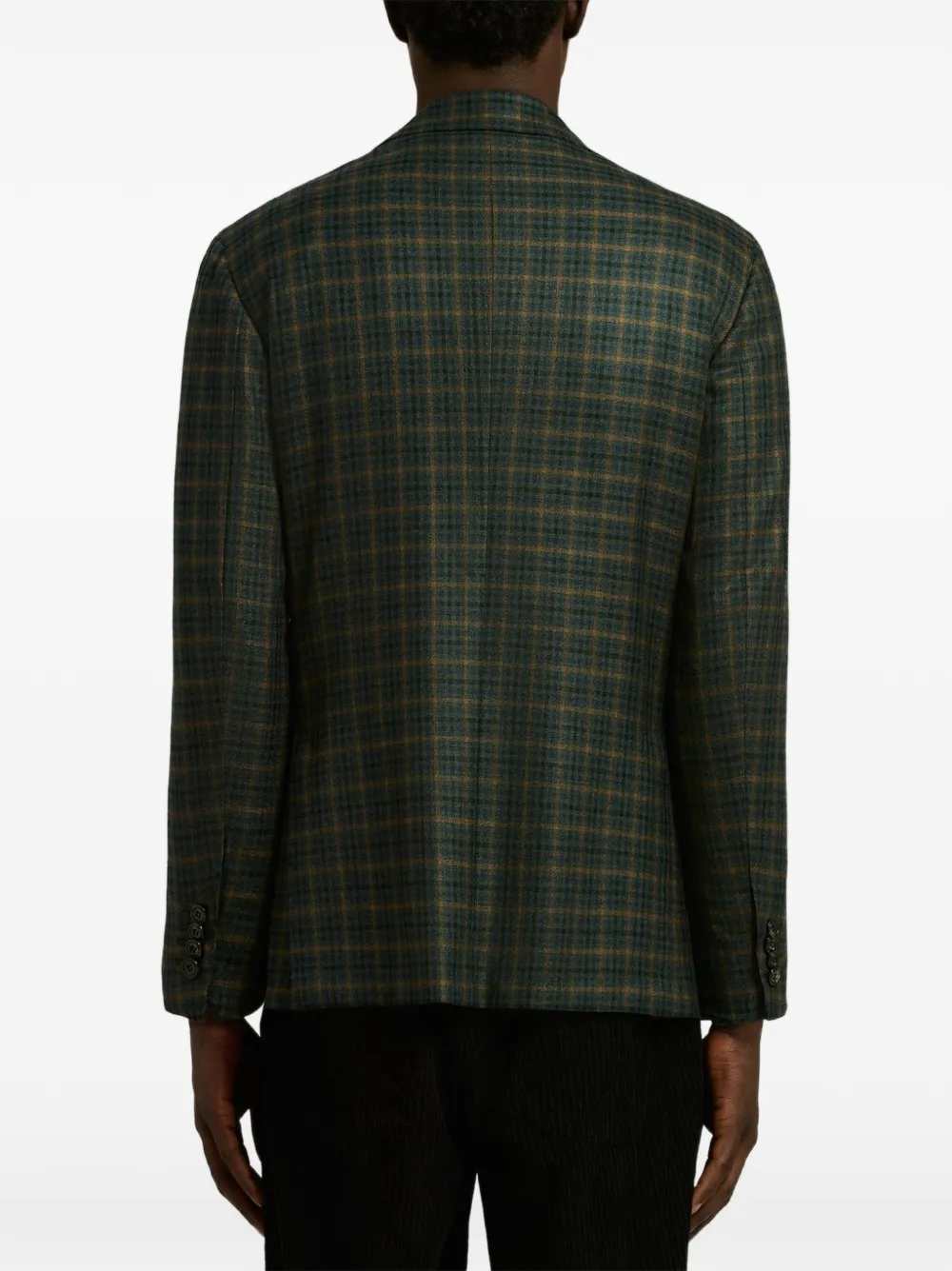 Kiton Geruite kasjmier blazer Groen