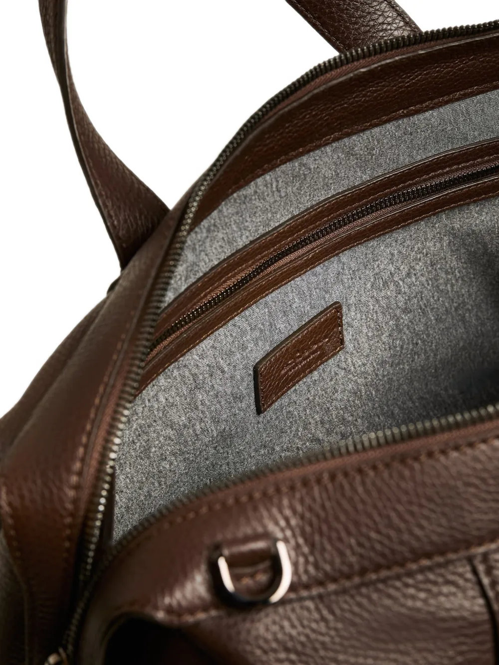 Kiton Reistas van leer met textuur Bruin