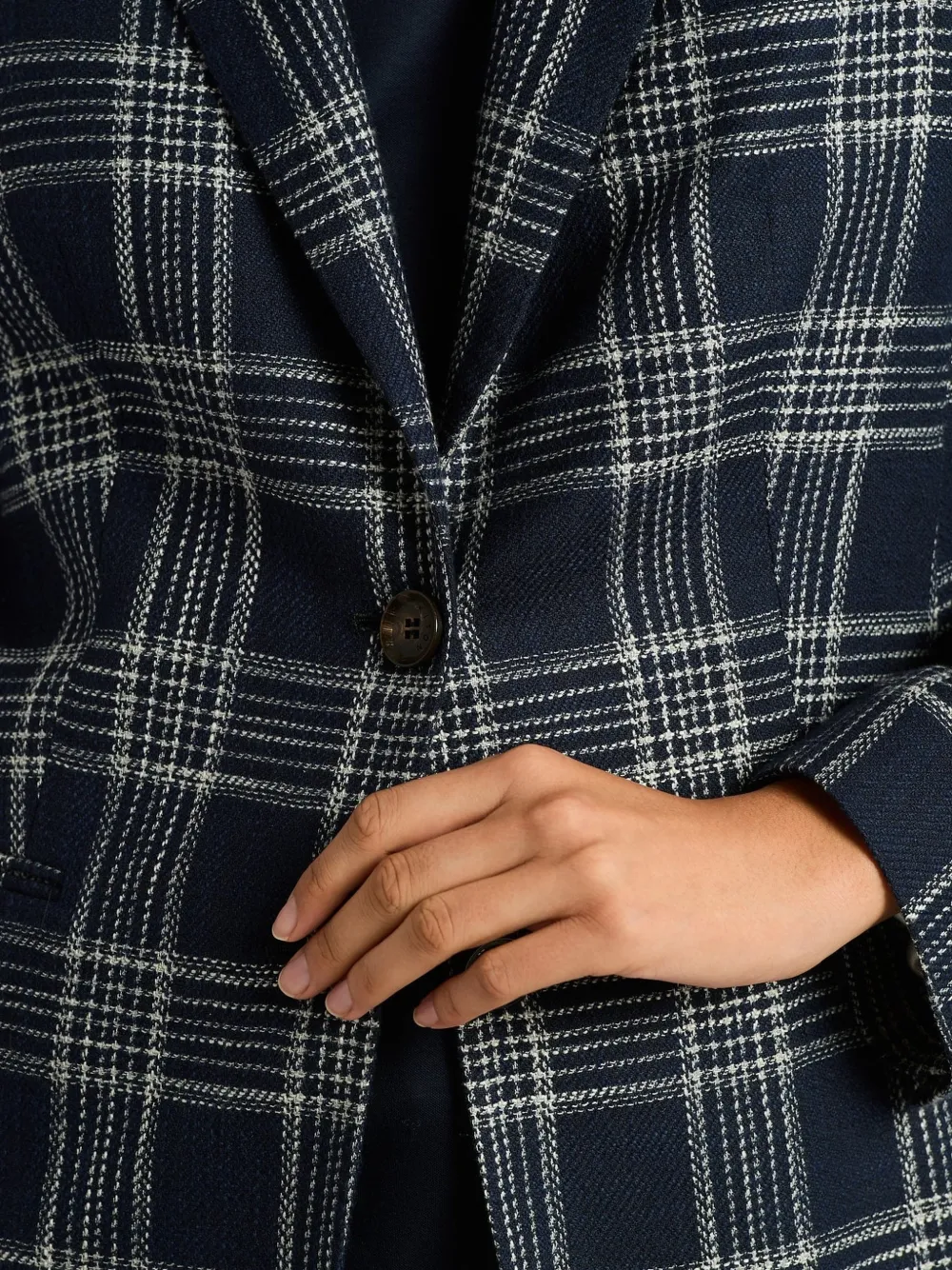 Kiton Geruit colbert Blauw
