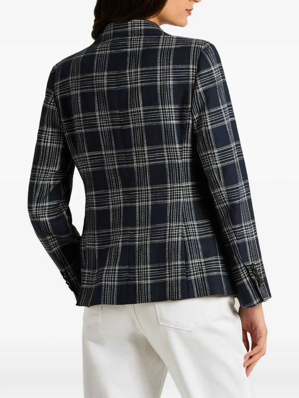 Kiton Geruit colbert Blauw