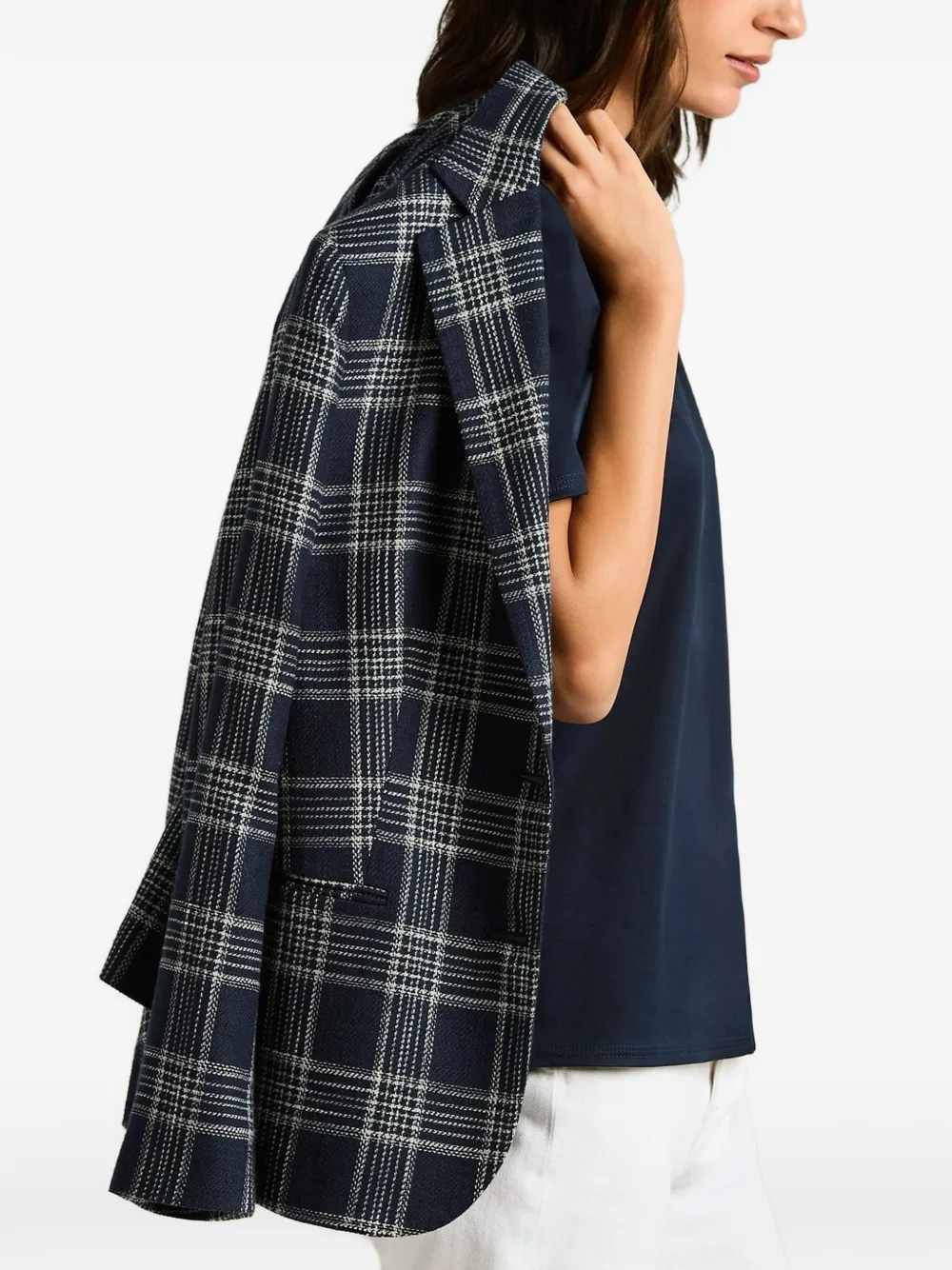 Kiton Geruit colbert Blauw