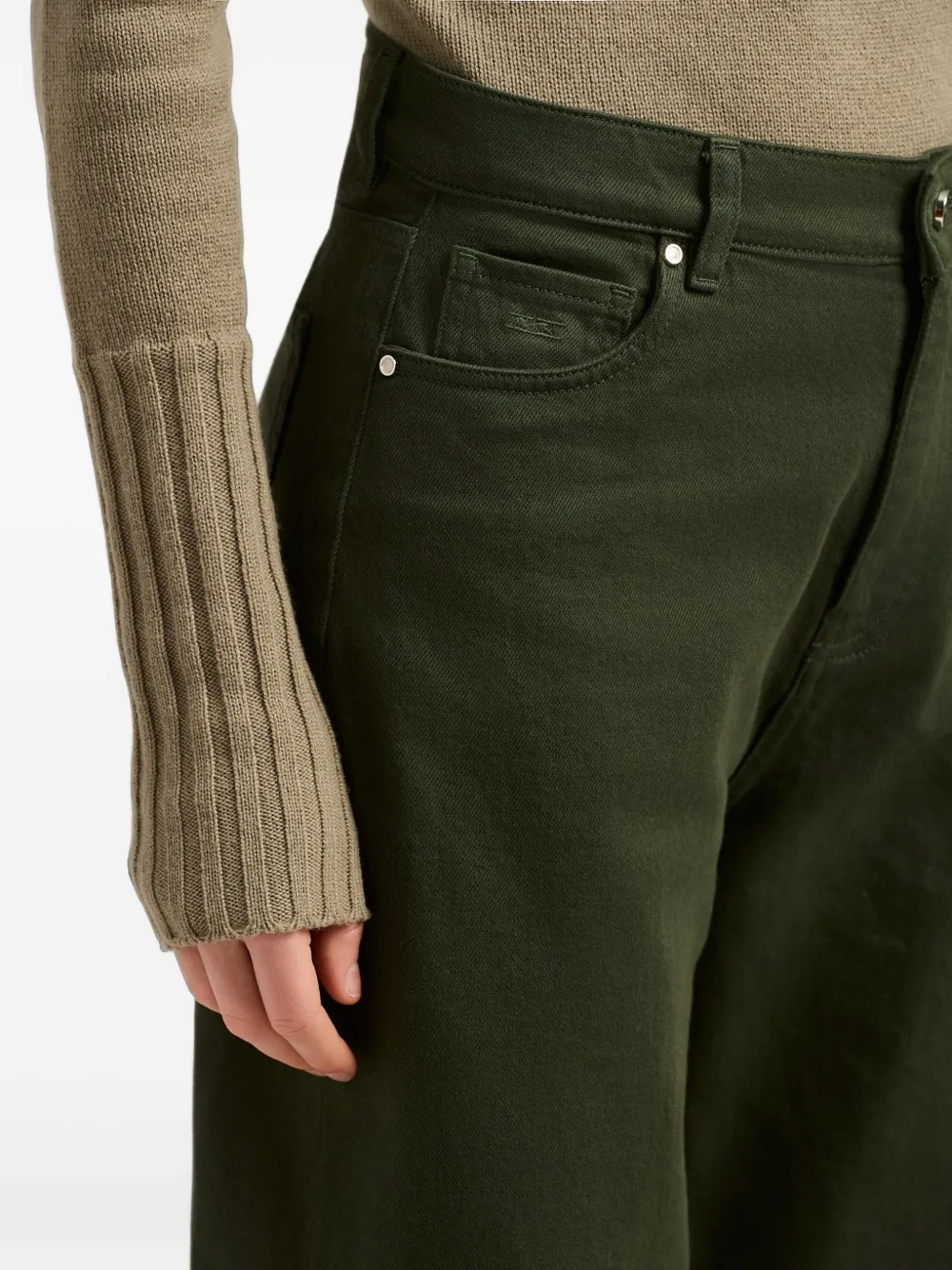 Kiton Straight broek met riemlussen Groen