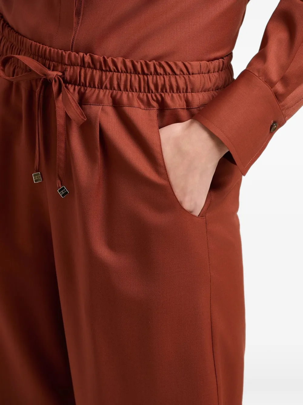 Kiton drawstring-waist wool palazzo pants Oranje