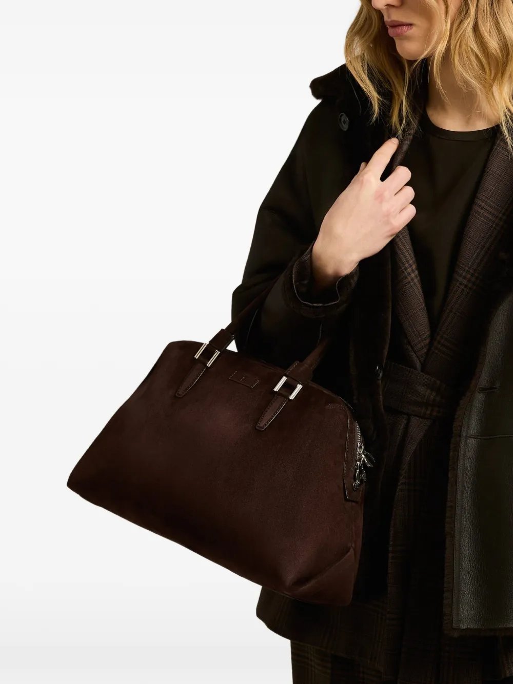 Kiton Kayly suède shopper Bruin