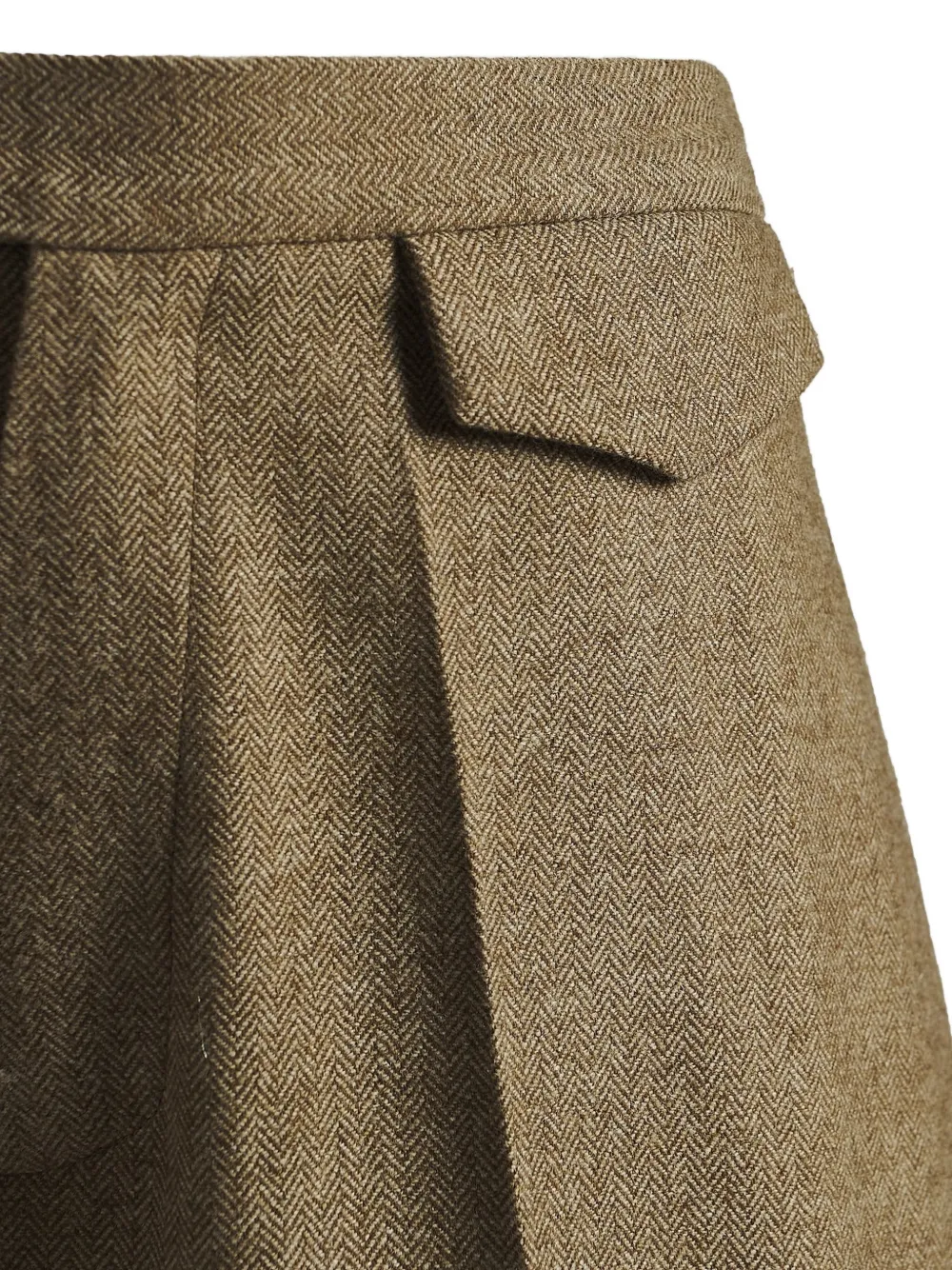 Kiton Plooibroek met visgraatpatroon Bruin