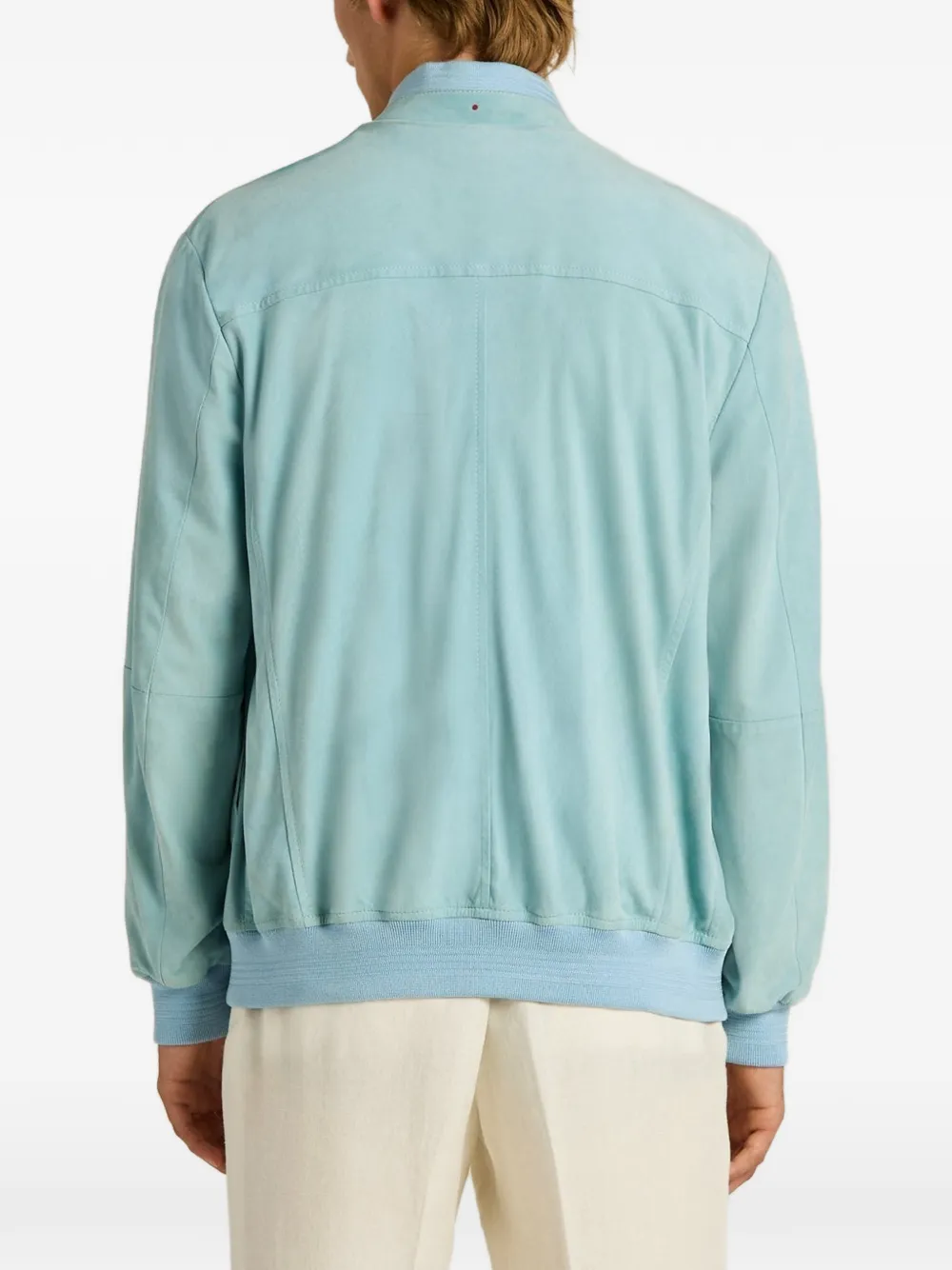Kiton Suède jack met knopen Blauw