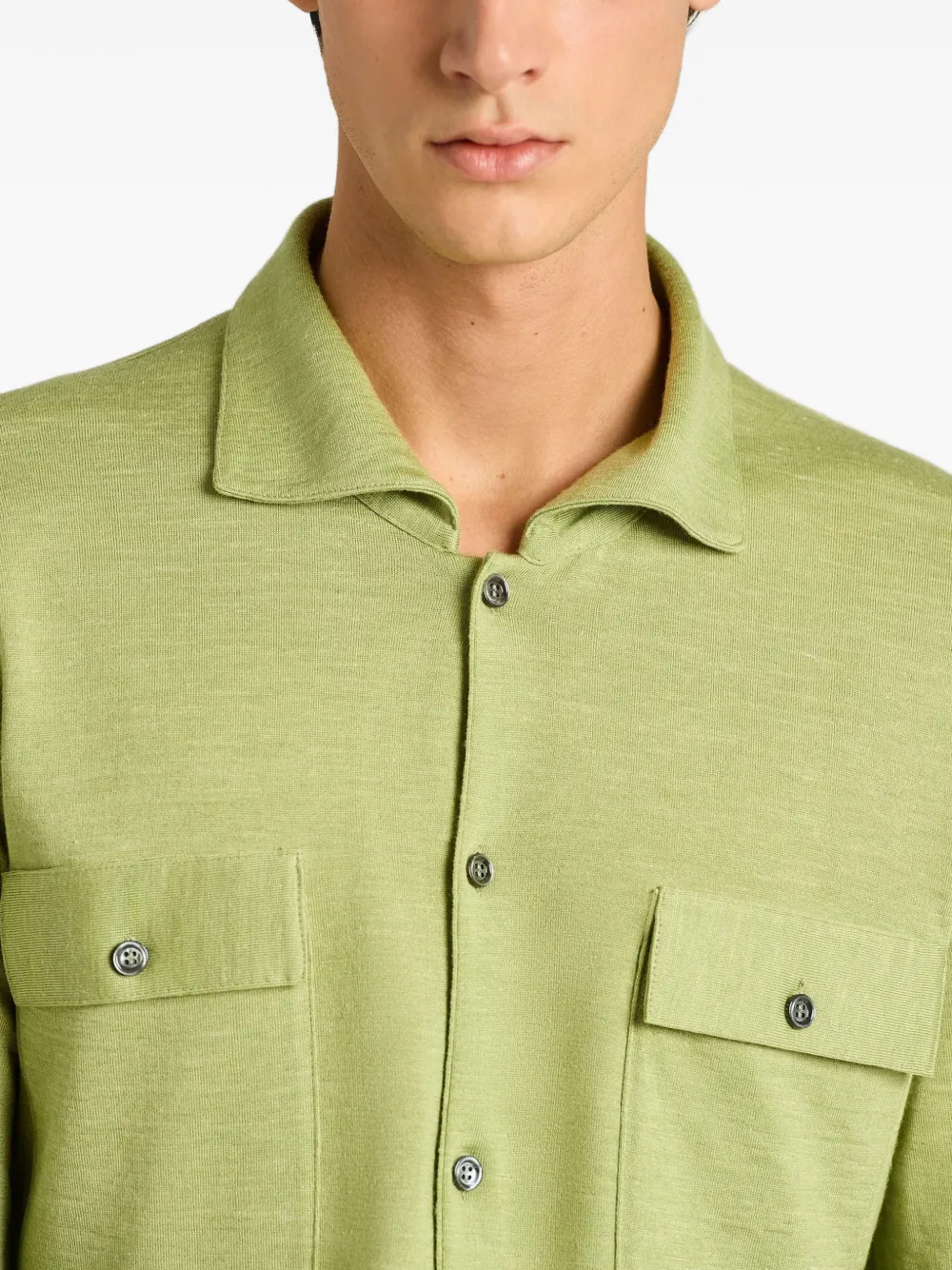 Kiton Overhemd met borstzak Groen