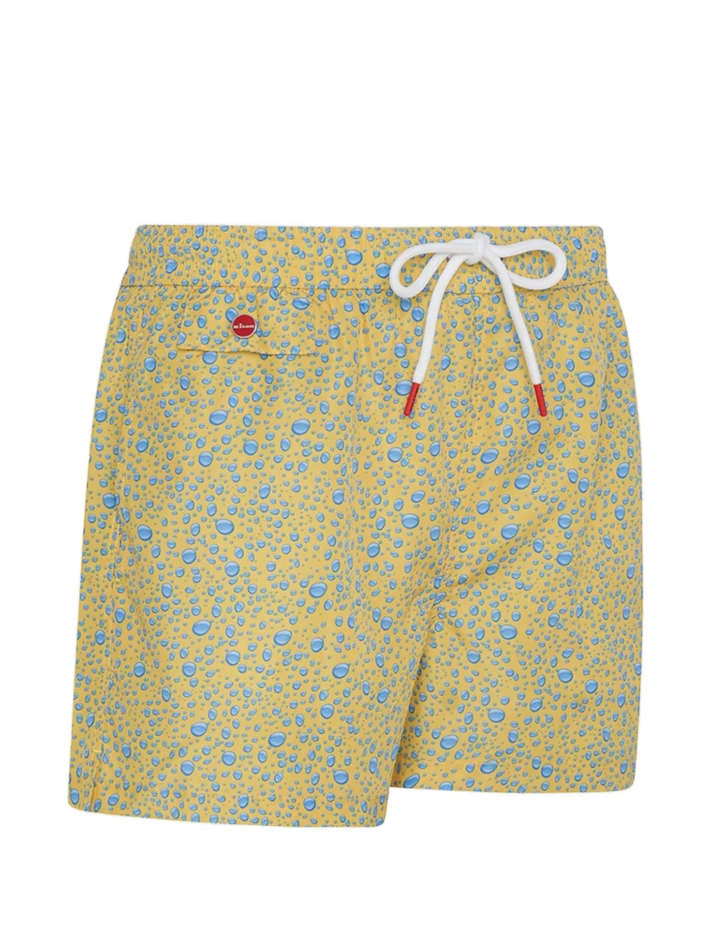 Kiton Zwembroek met trekkoord en waterdruppel-print Geel