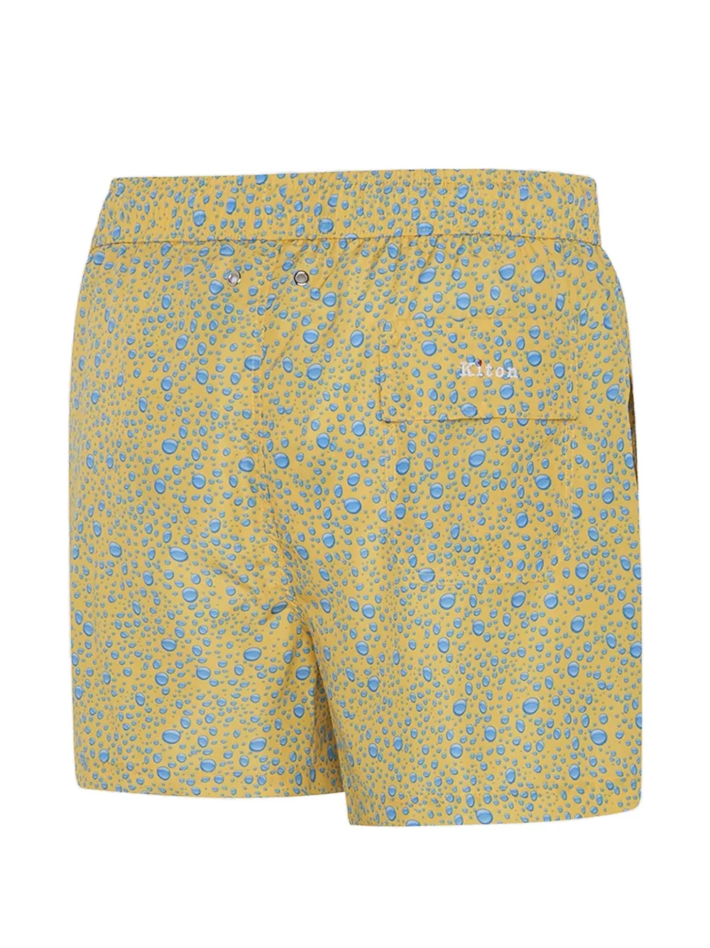 Kiton Zwembroek met trekkoord en waterdruppel-print Geel