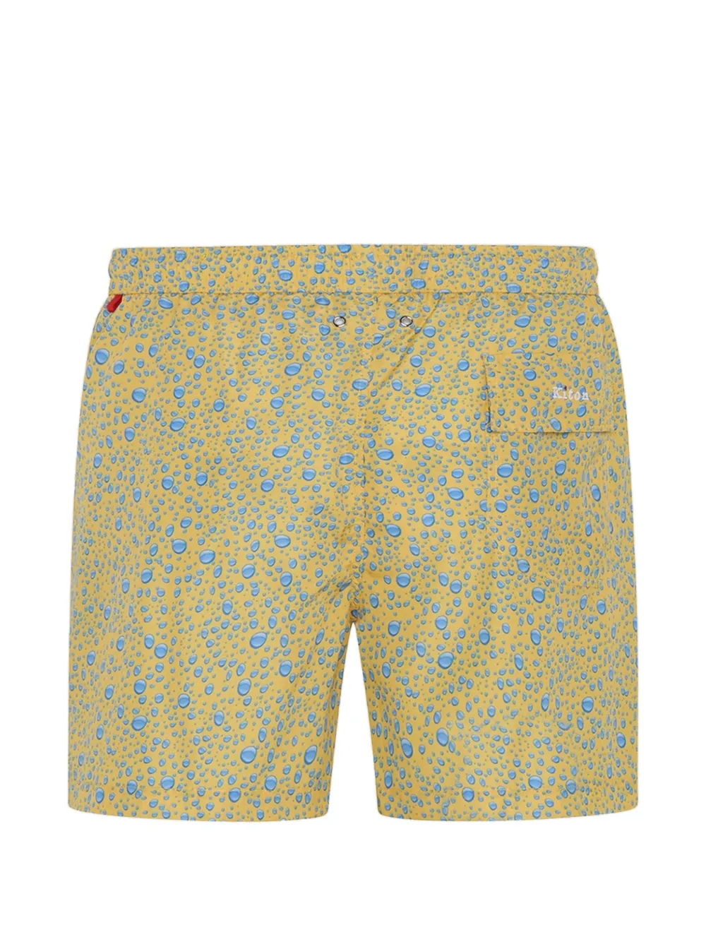 Kiton Zwembroek met trekkoord en waterdruppel-print Geel