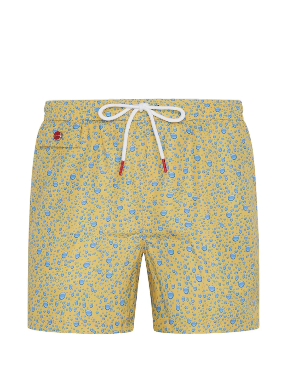 Kiton Zwembroek met trekkoord en waterdruppel-print Geel