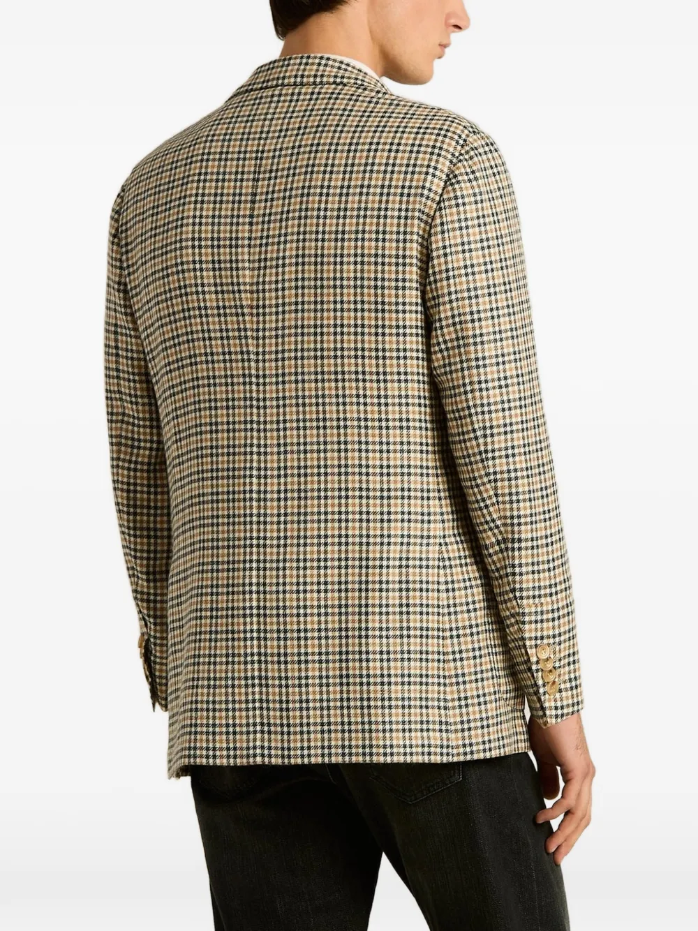 Kiton Blazer met enkele rij knopen en micropatroon Beige