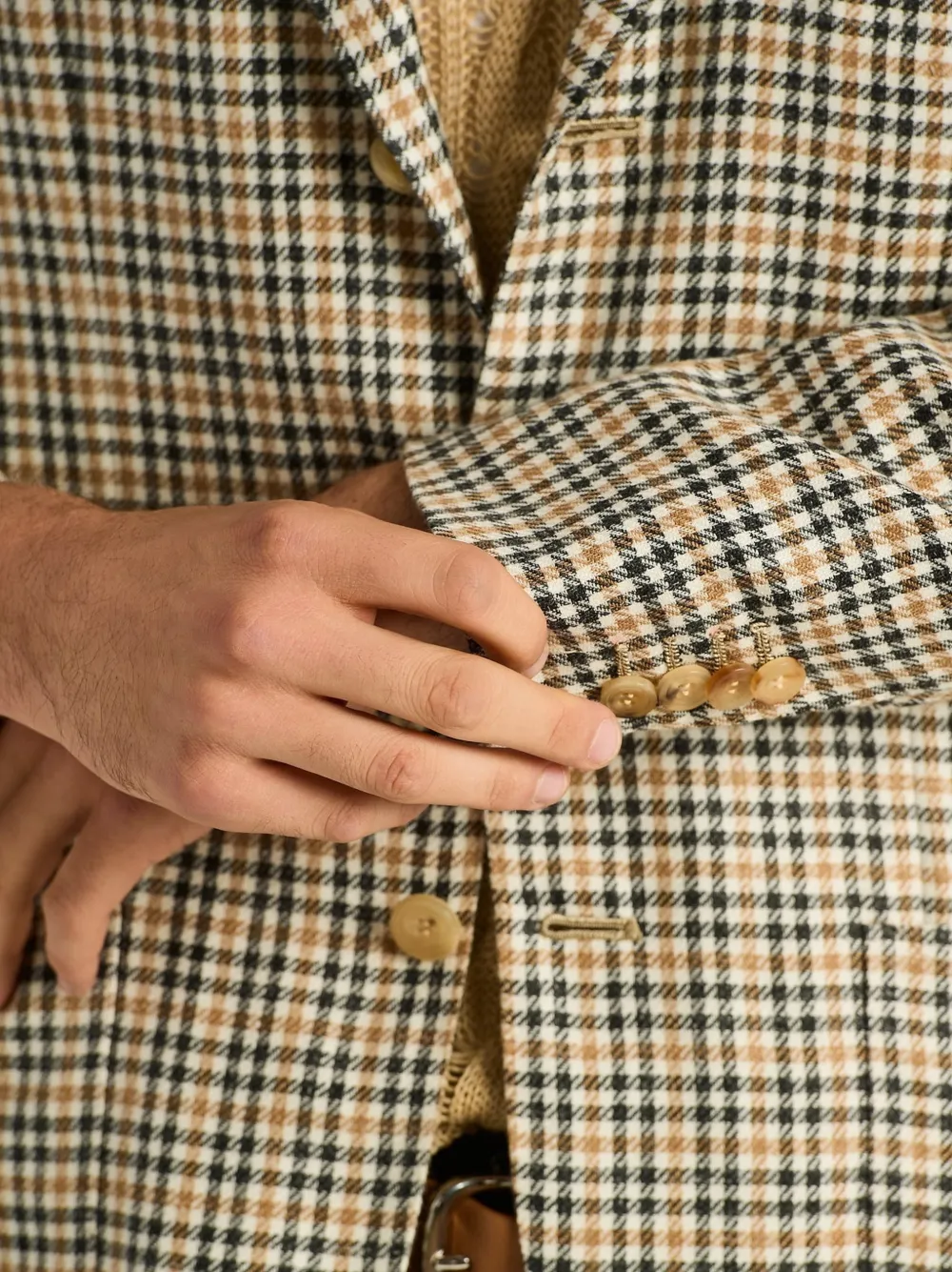 Kiton Blazer met enkele rij knopen en micropatroon Beige