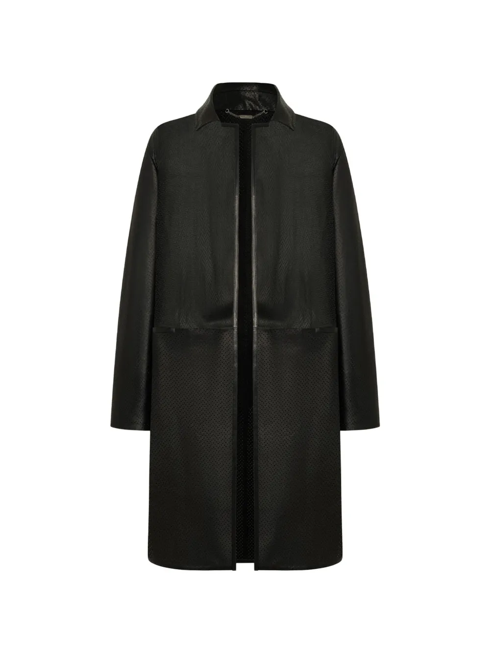 Kiton Ledermantel mit Lochmuster - Schwarz