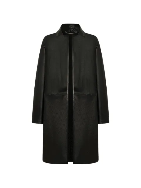 Kiton openwork leather coat