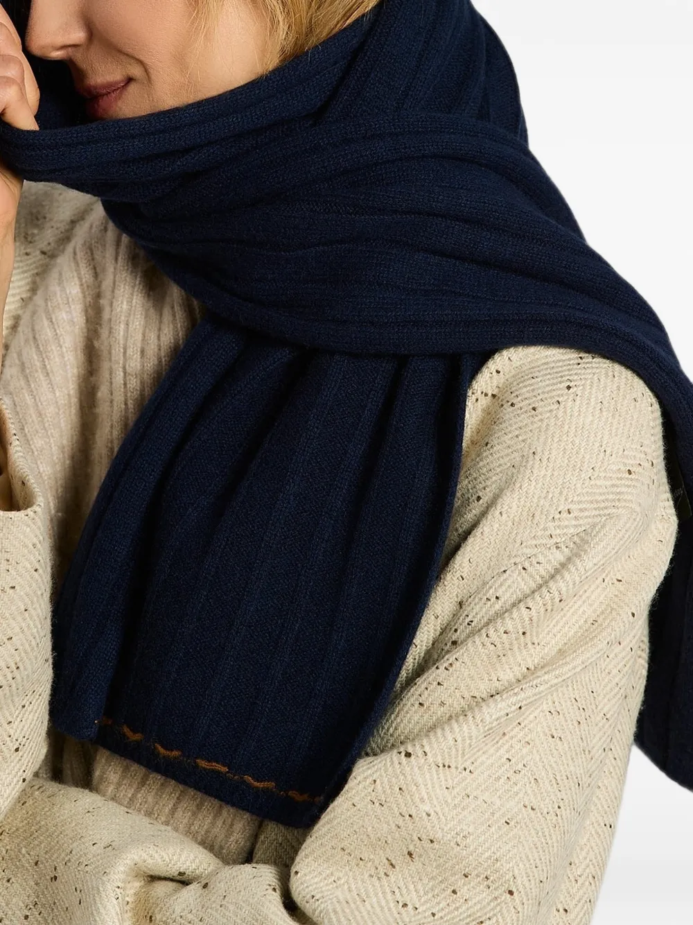 Kiton Kasjmier sjaal Blauw