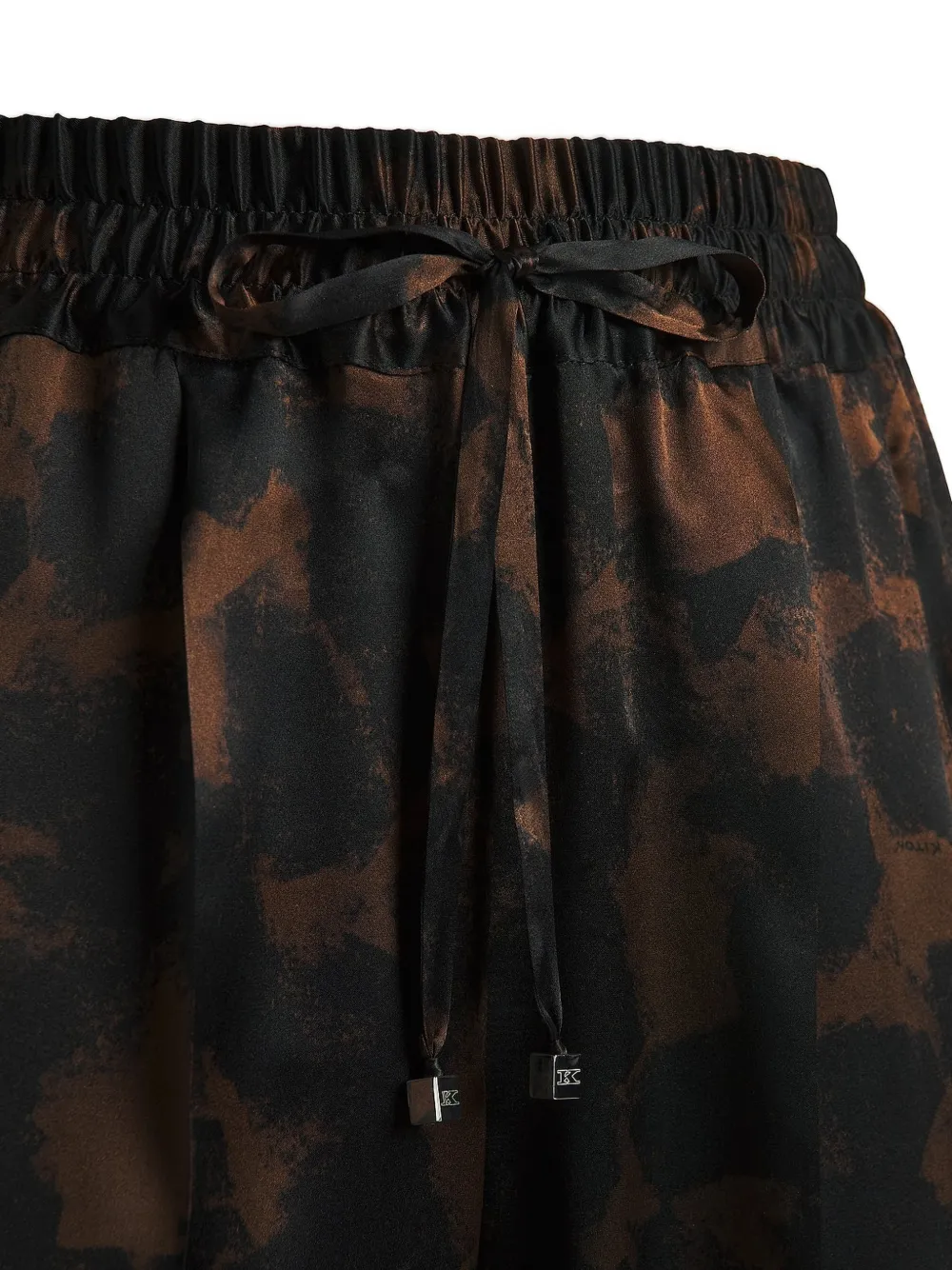 Kiton Broek met trekkoord en abstracte print Bruin