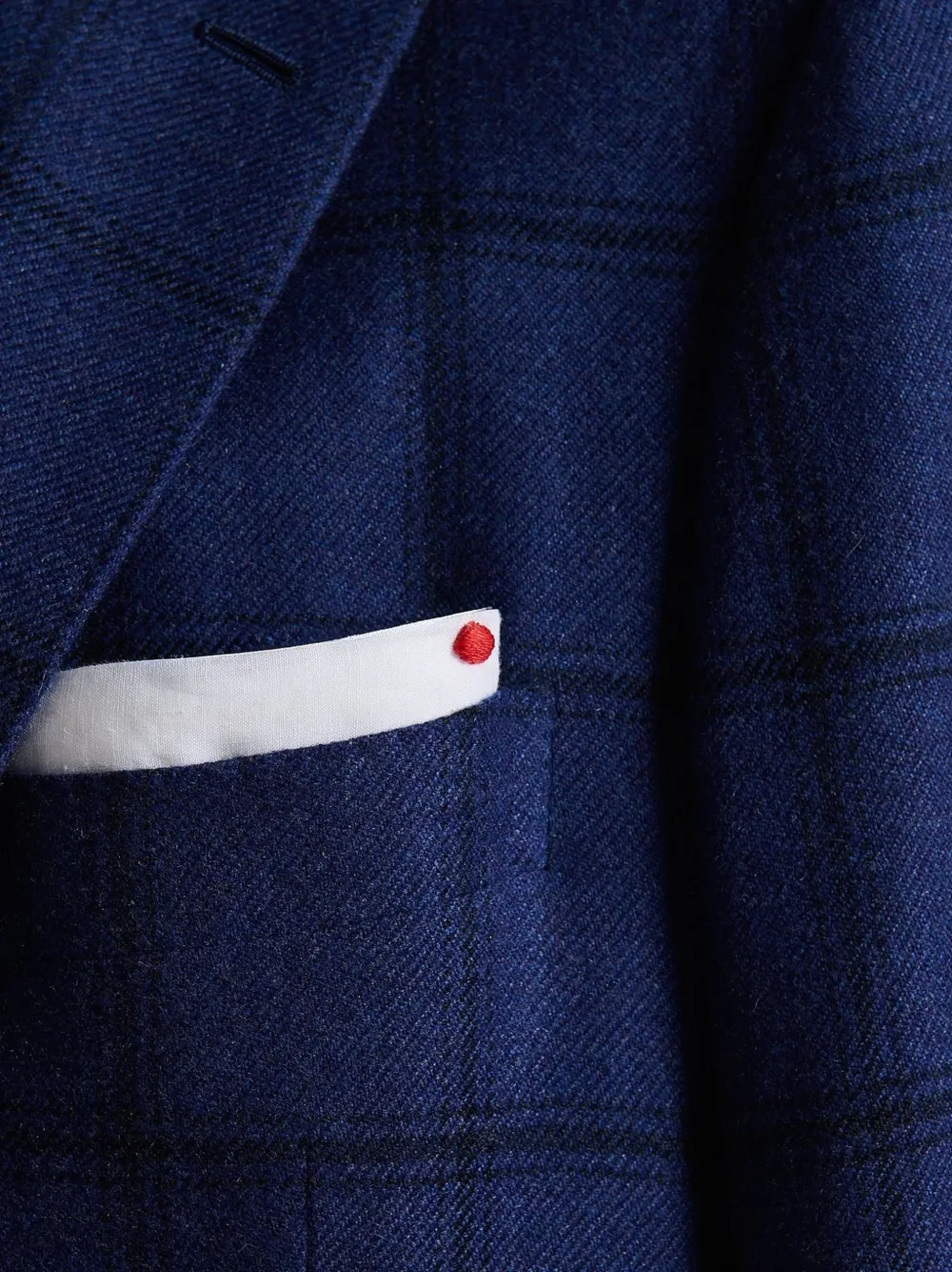 Kiton Geruit kasjmier jack Blauw