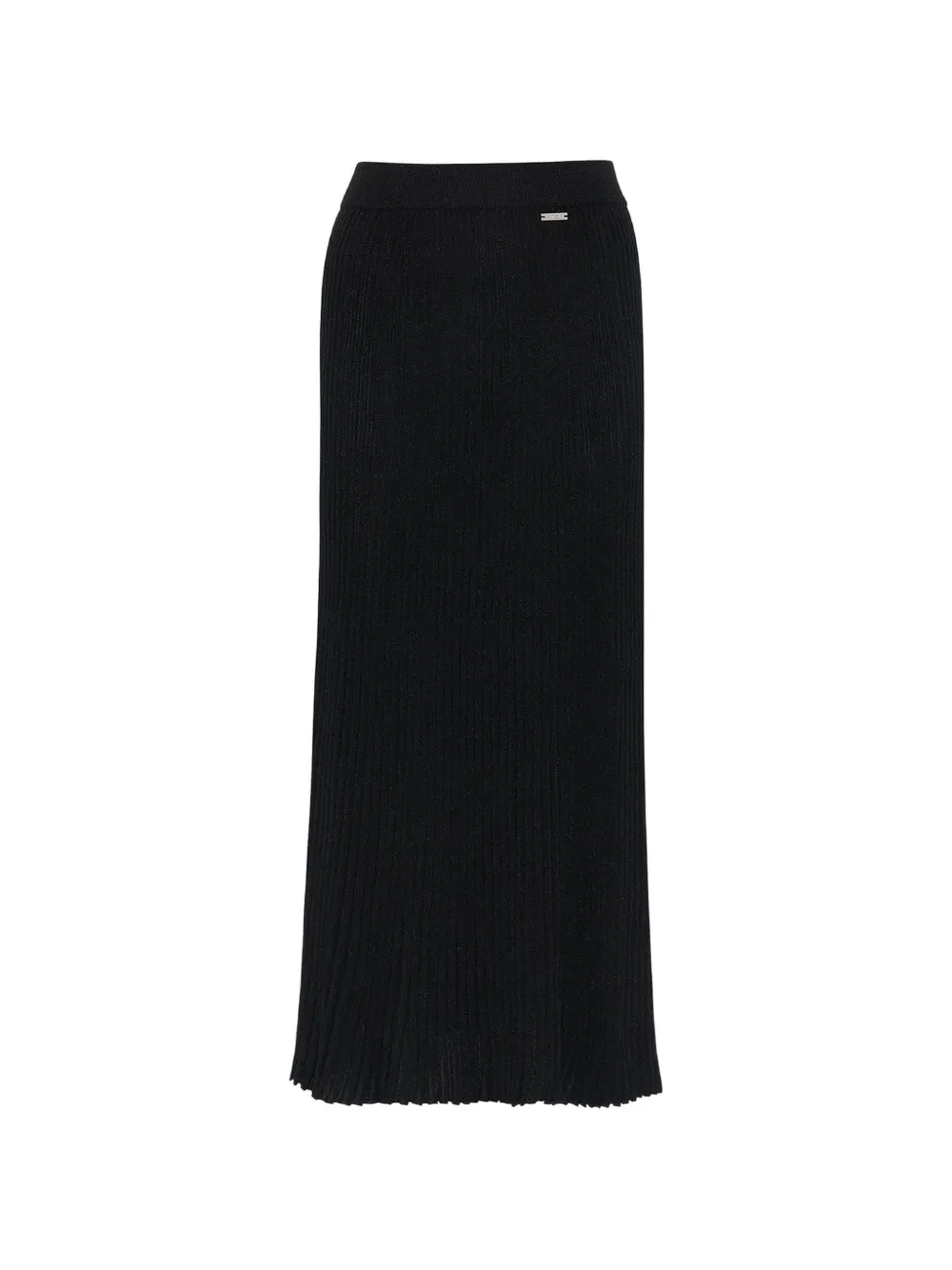 Kiton ribbed-knit lamé pencil maxi skirt Zwart