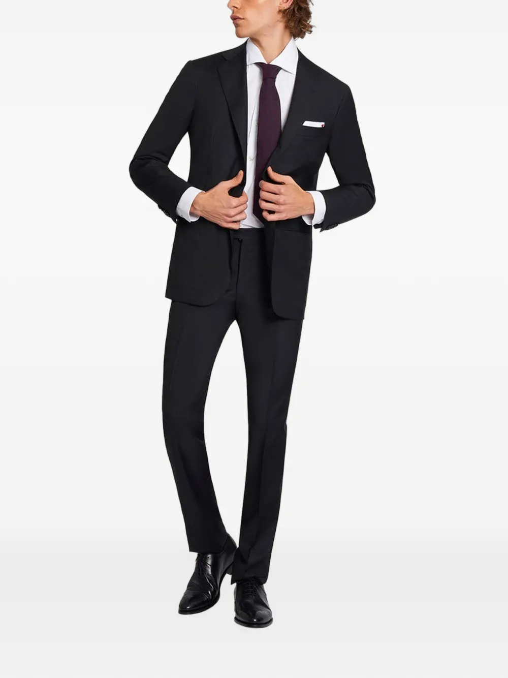 Kiton Blue Diamond pak met enkele rij knopen Zwart