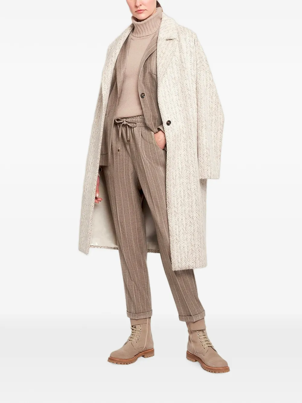 Kiton Kasjmier trui in tricotsteek Beige