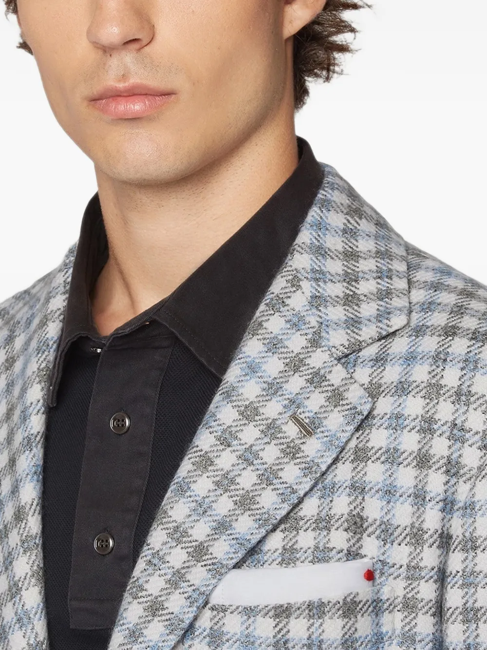 Kiton Prince of Wales single-breasted jacket Wit