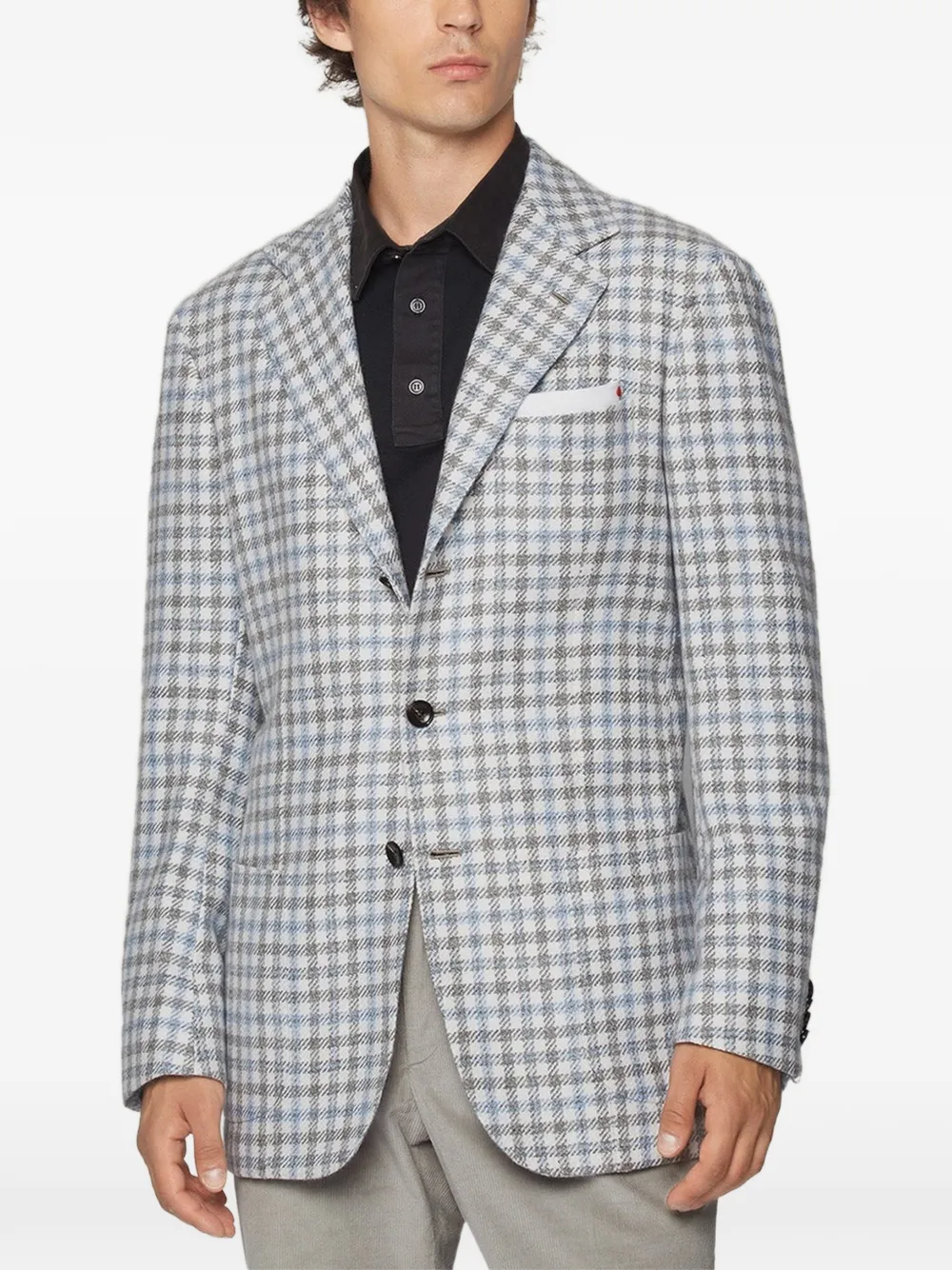 Kiton Prince of Wales single-breasted jacket Wit