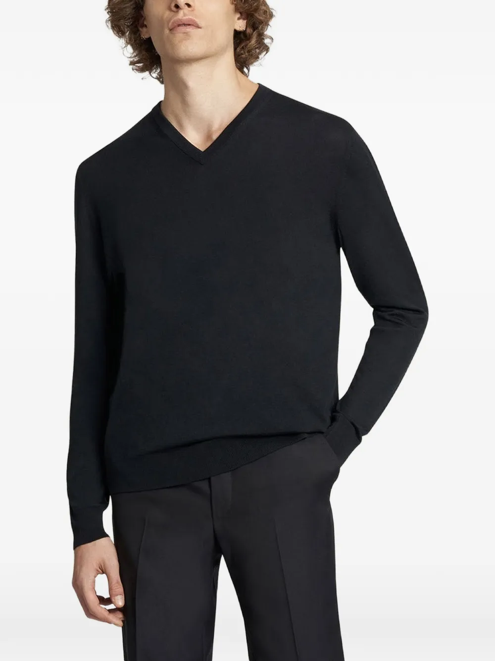 Kiton Blue Diamond trui met V-hals Zwart