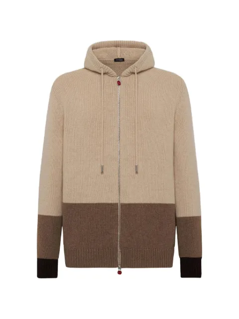 Kiton colour-block cashmere hoodie
