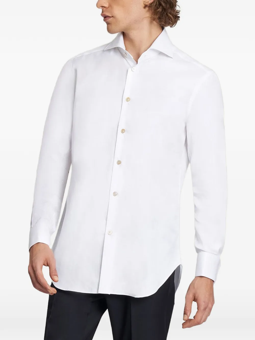 Kiton Overhemd met parenmoeren knopen Wit