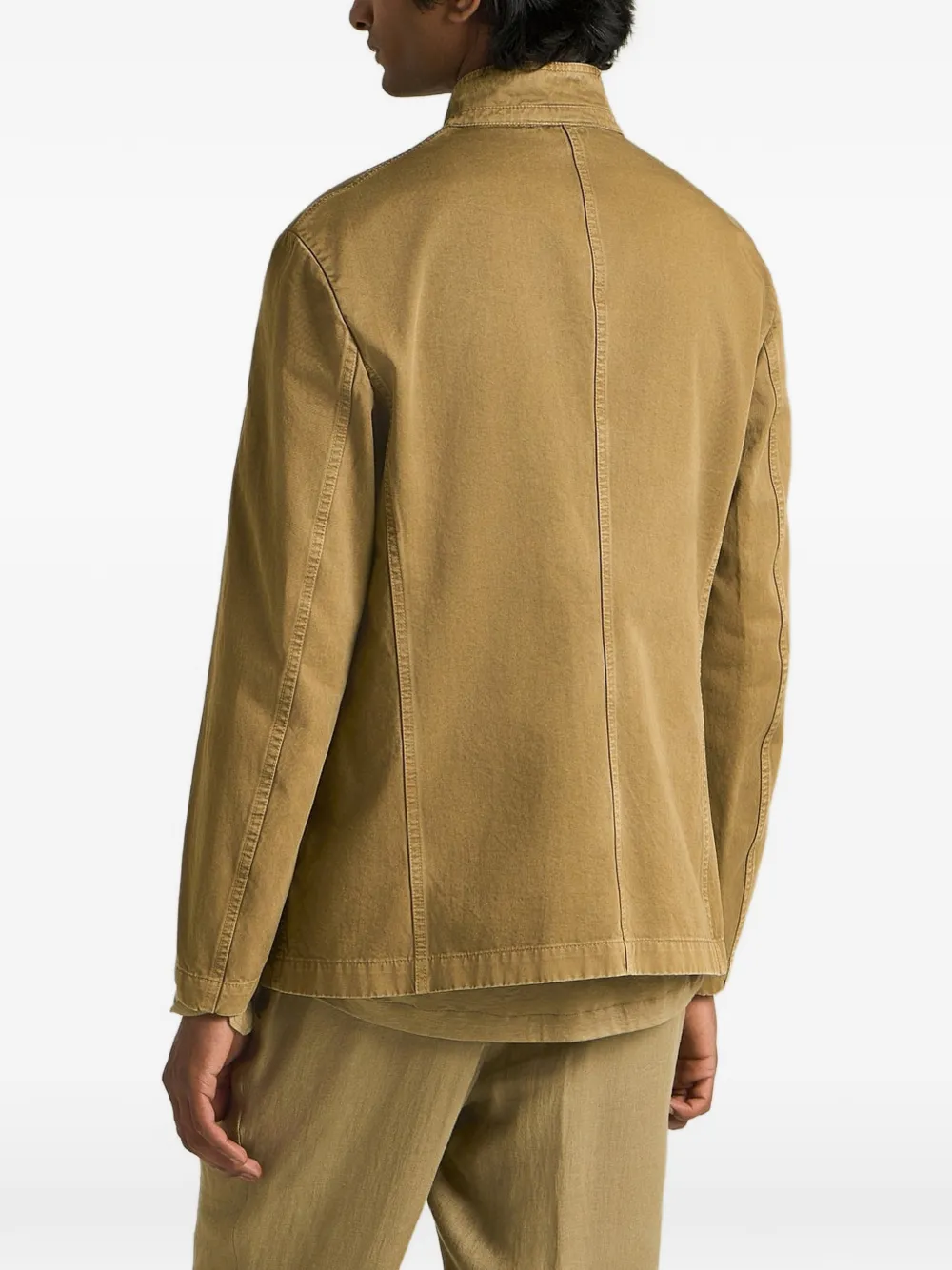 Kiton Shirtjack met ronde opstaande kraag en knopen Beige