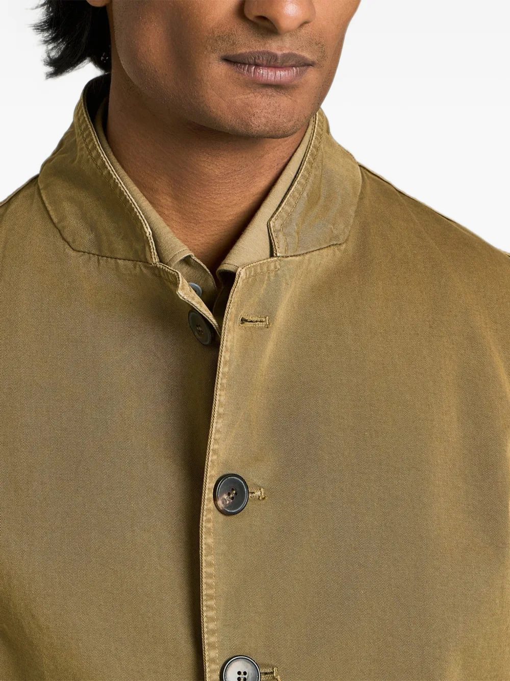 Kiton Shirtjack met ronde opstaande kraag en knopen Beige