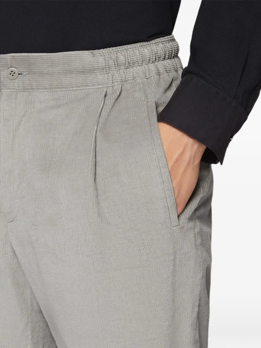 Kiton Ribfluwelen plooibroek Grijs