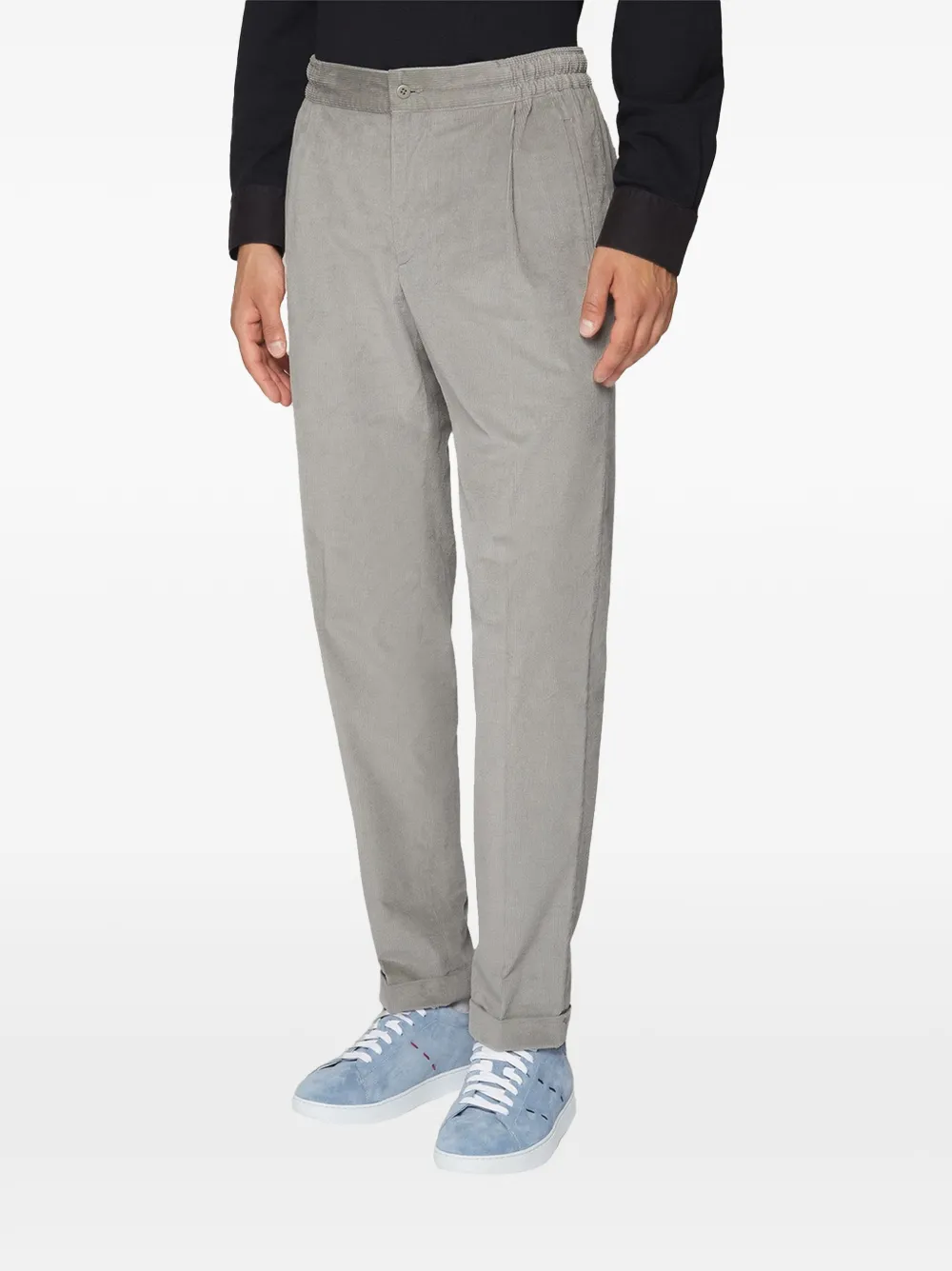 Kiton Ribfluwelen plooibroek Grijs