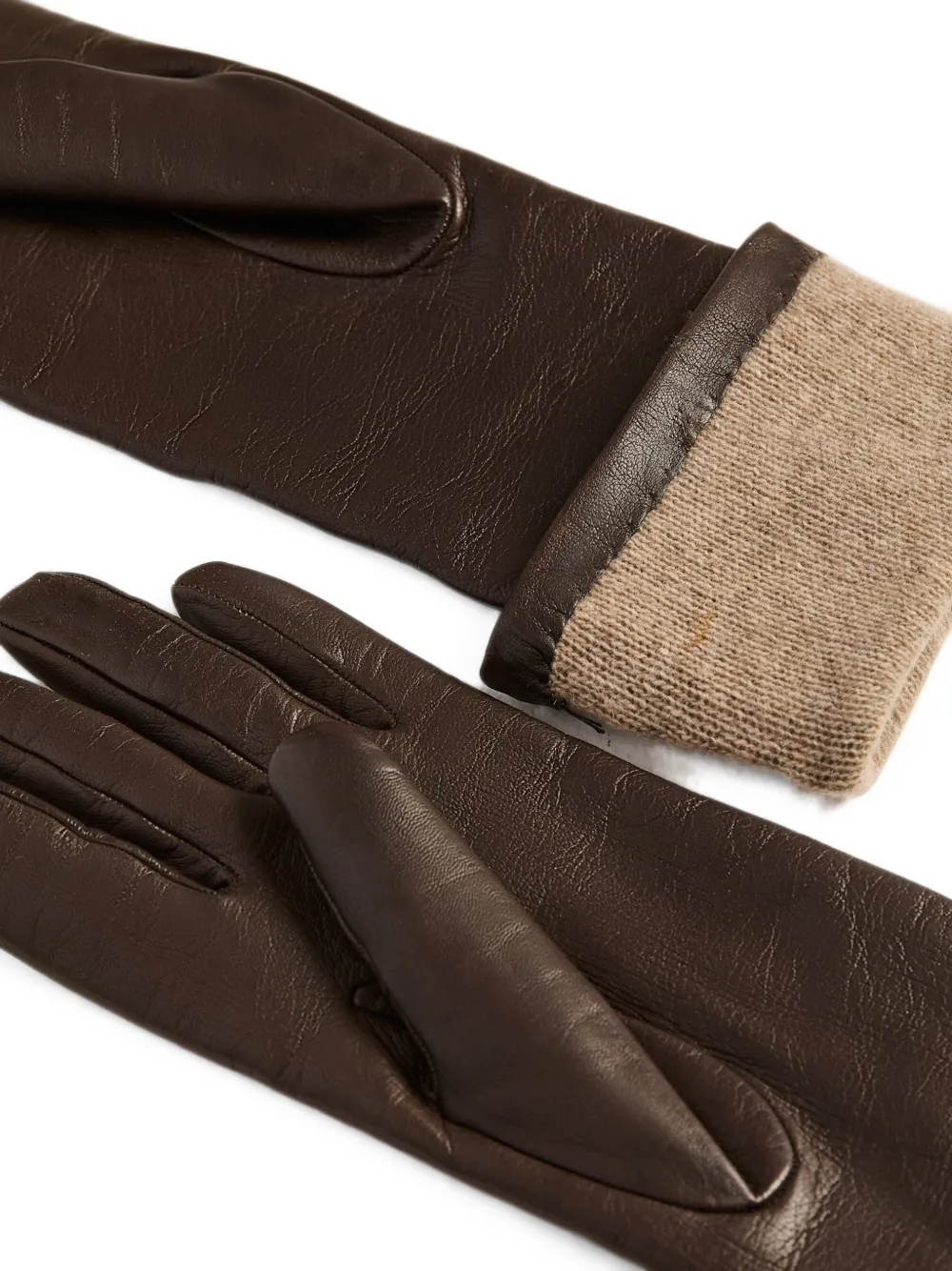 Kiton Lange lamsleren handschoenen Bruin