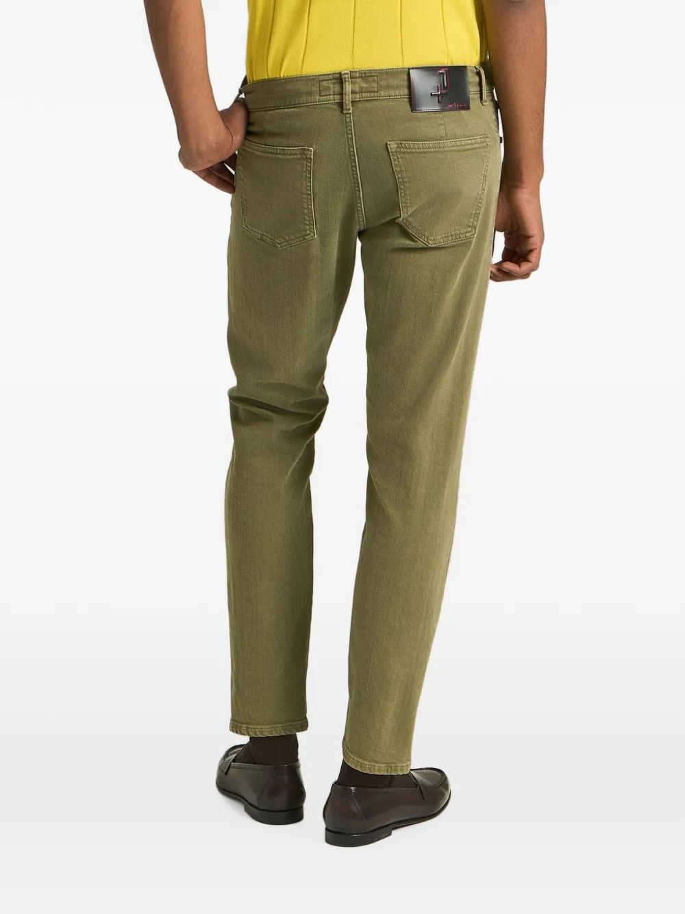 Kiton Jeans met vijf zakken en riemlus Groen