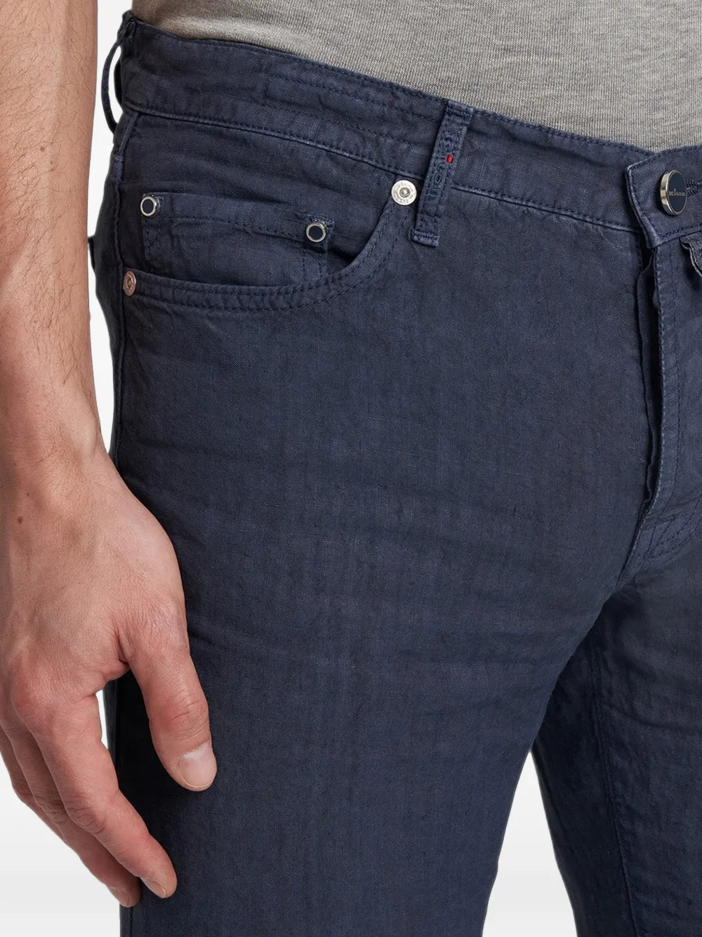Kiton Broek met riemlussen en vijf zakken Blauw