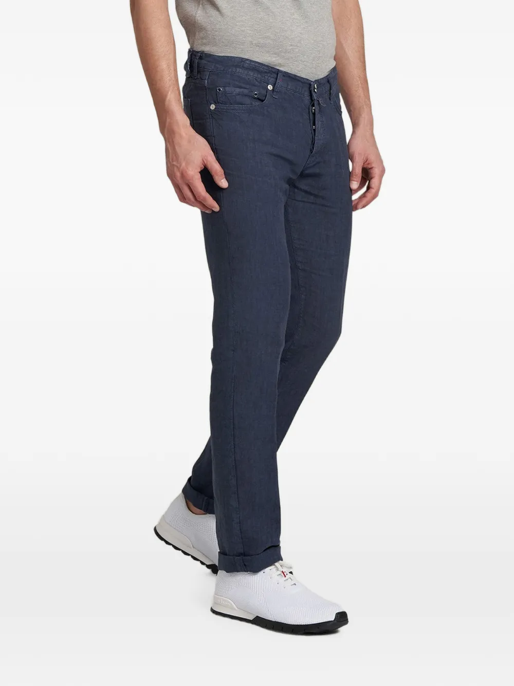 Kiton Broek met riemlussen en vijf zakken Blauw