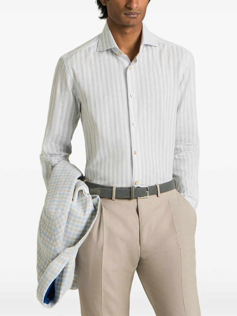 Kiton Broek met riemlussen Beige