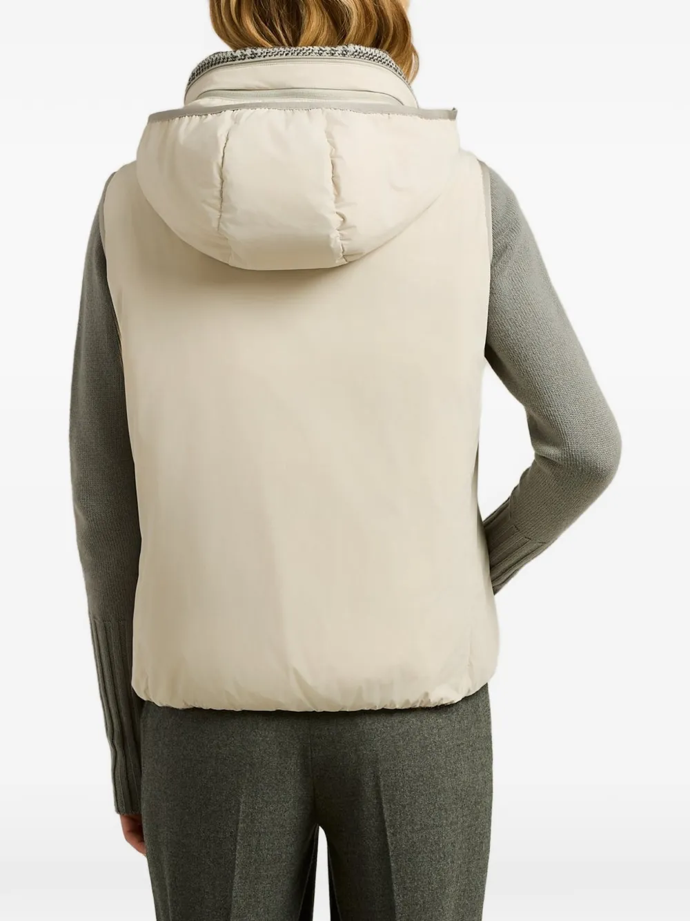 Kiton Prince of Wales geruite omkeerbare bodywarmer Grijs
