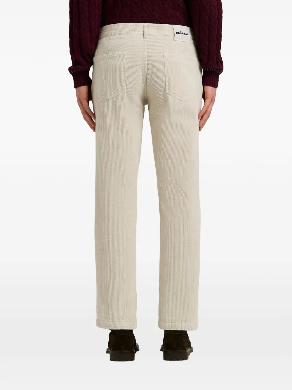 Kiton Ribfluwelen broek met vijf zakken Beige