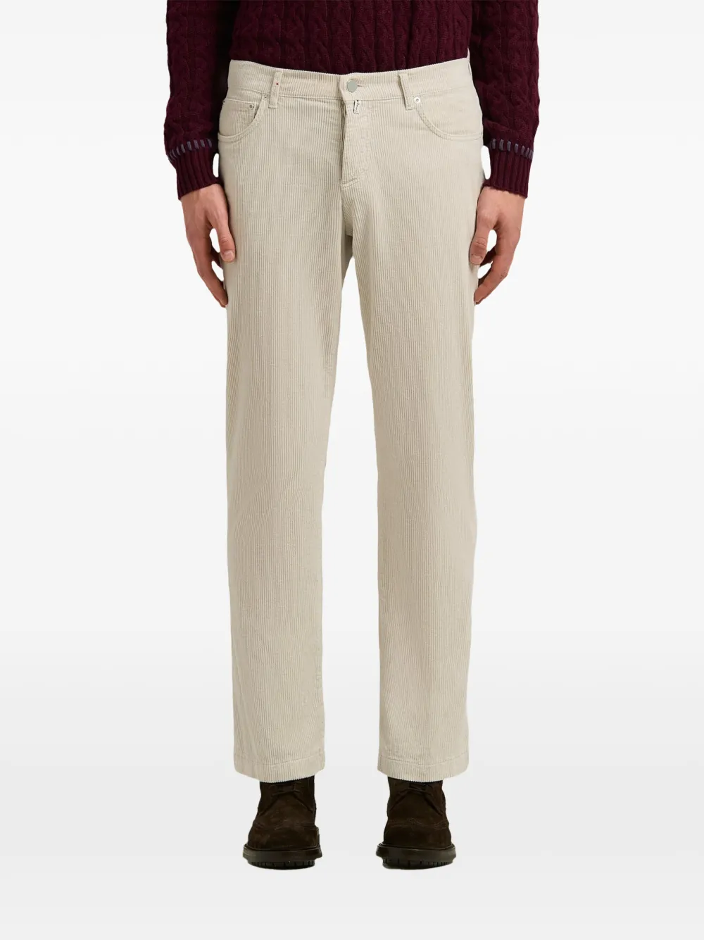 Kiton Ribfluwelen broek met vijf zakken Beige