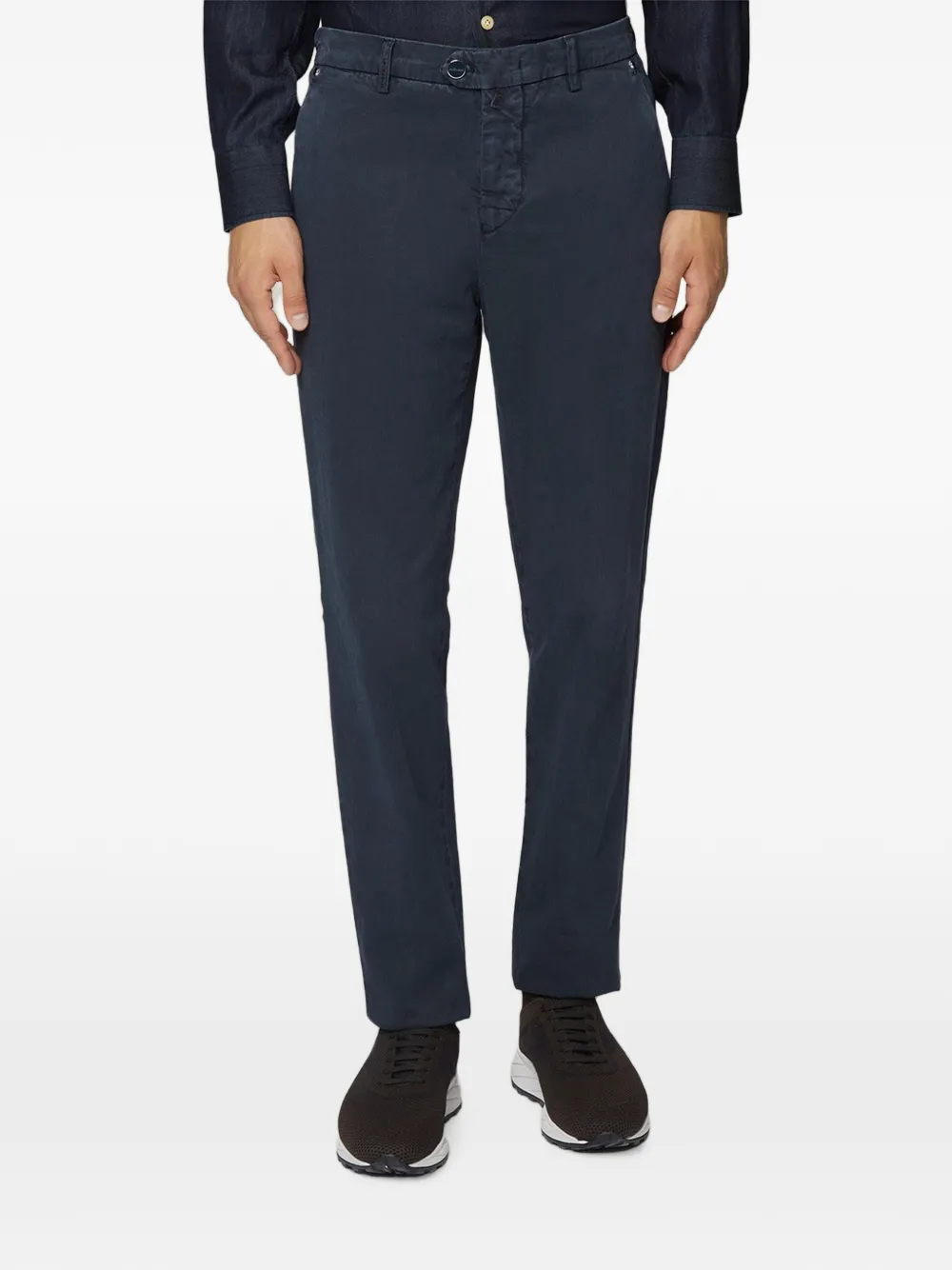 Kiton Broek met zak en riemlus Blauw