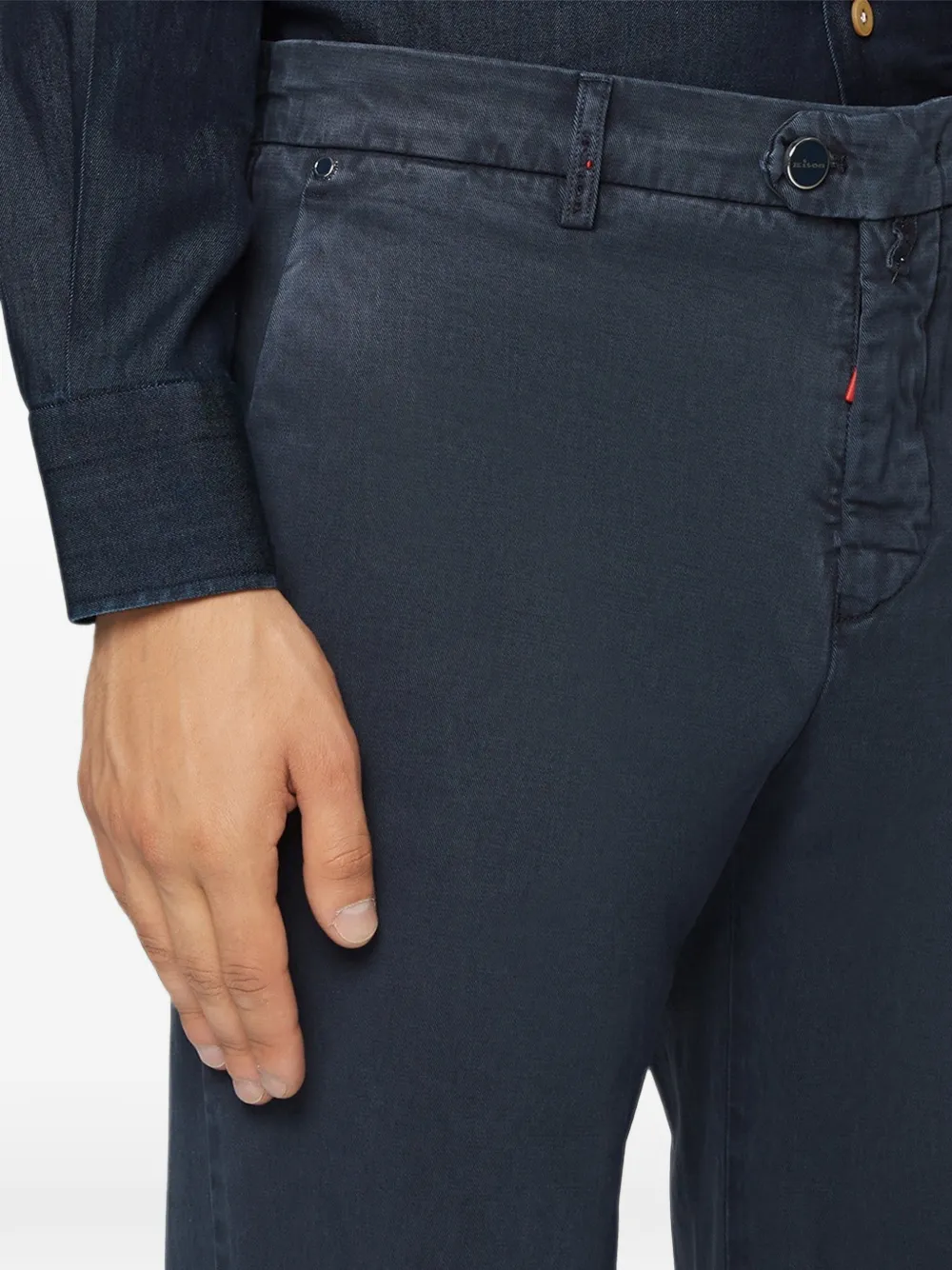 Kiton Broek met zak en riemlus Blauw