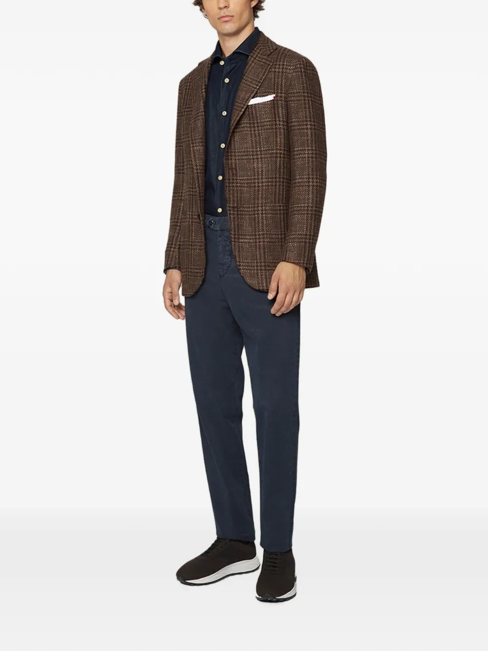 Kiton Broek met zak en riemlus Blauw